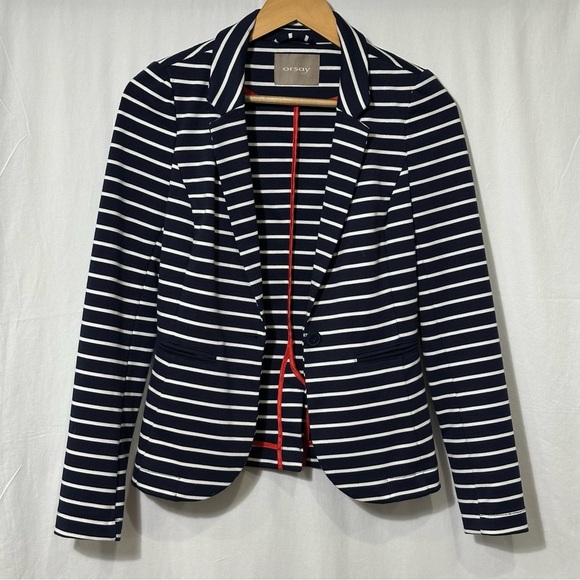Orsay Jackets & Blazers - Vintage Women's Blazer by Orsay Size EUR 34  ( US 4) Navy Striped